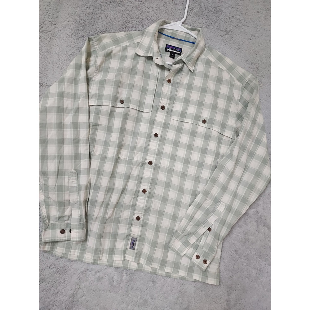 Patagonia Shirt Mens Medium Island Hopper Long Sleeve Plaid Button Up Green M